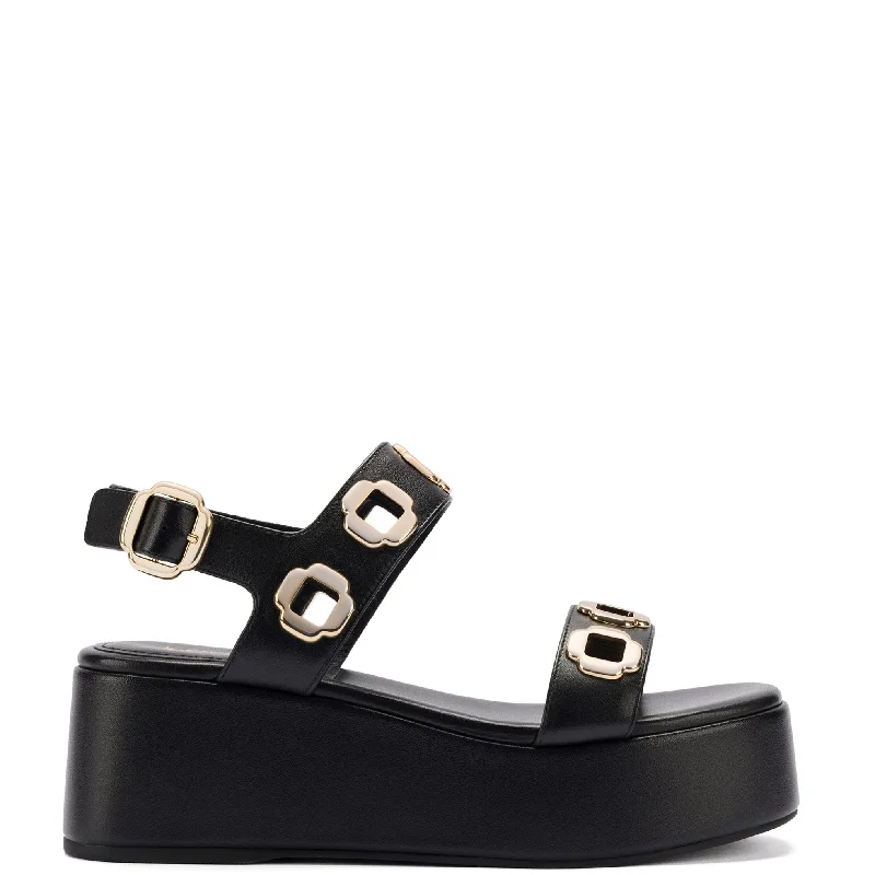 Crazy Savings Milan Flatform Sandal In Black Leather