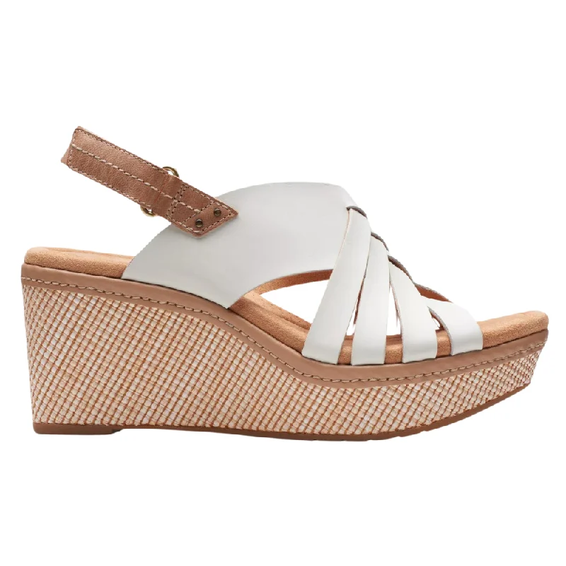 Deal Dash Clarks Elleri Grace White Leather Sandal (Women's)