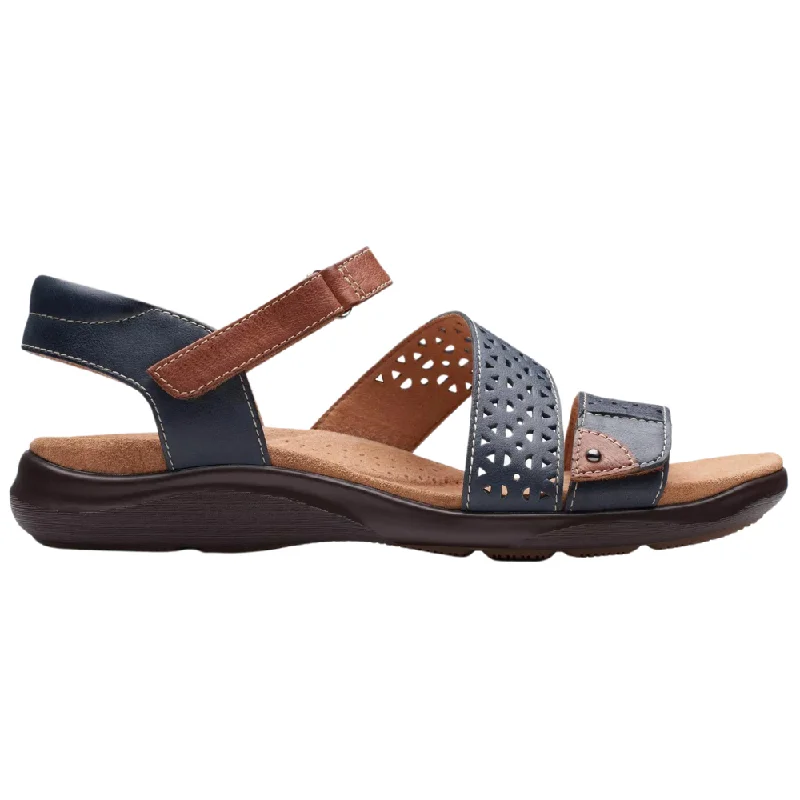 Deal Mania Clarks Kitly Way Navy Leather Sandal (Women's)