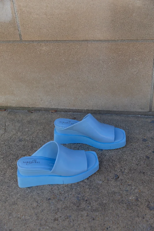 Final Markdown NAKED FEET - INFINITY in LIGHT BLUE Wedge Sandals