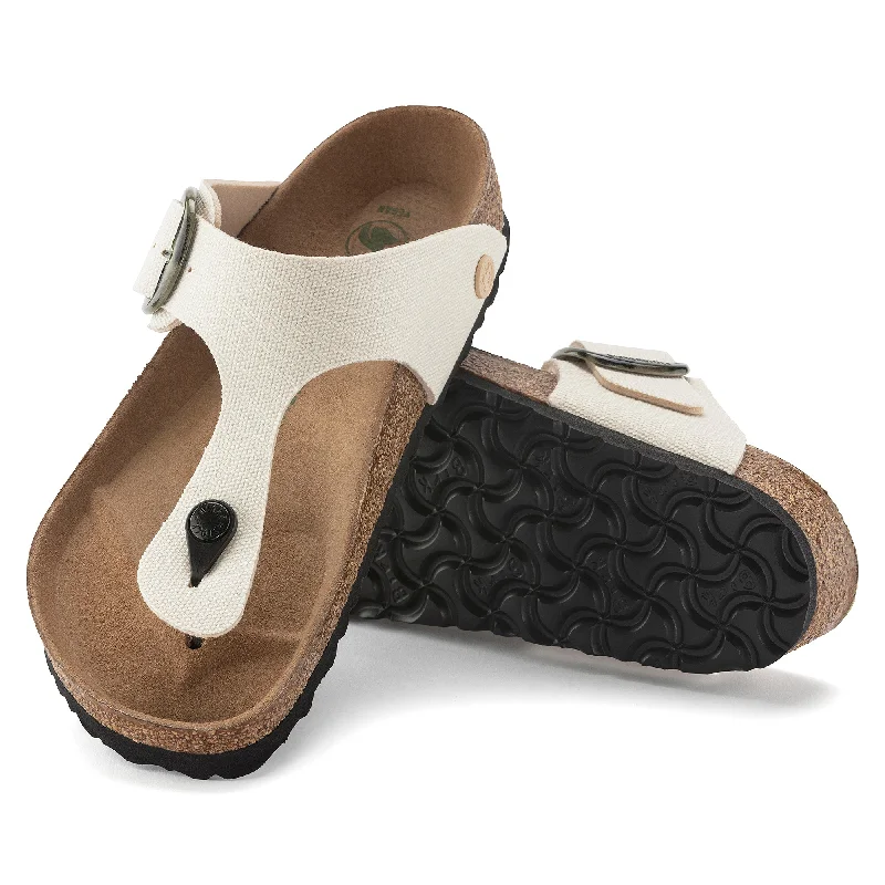 Overstock Sale Women's Birkenstock Gizeh Vegan Big Buckle Textile Color: Eggshell