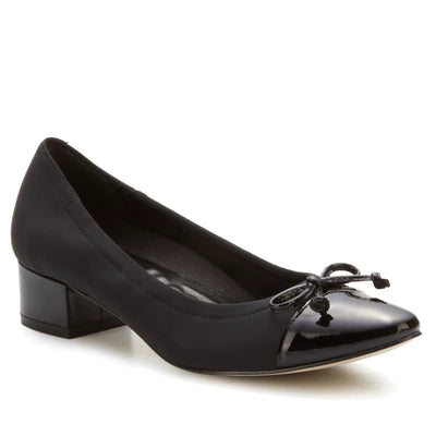 Limited Stock – Hurry Before It'S Gone Hollis Pump: Black Micro Fabric and Patent Leather I Walking Cradle