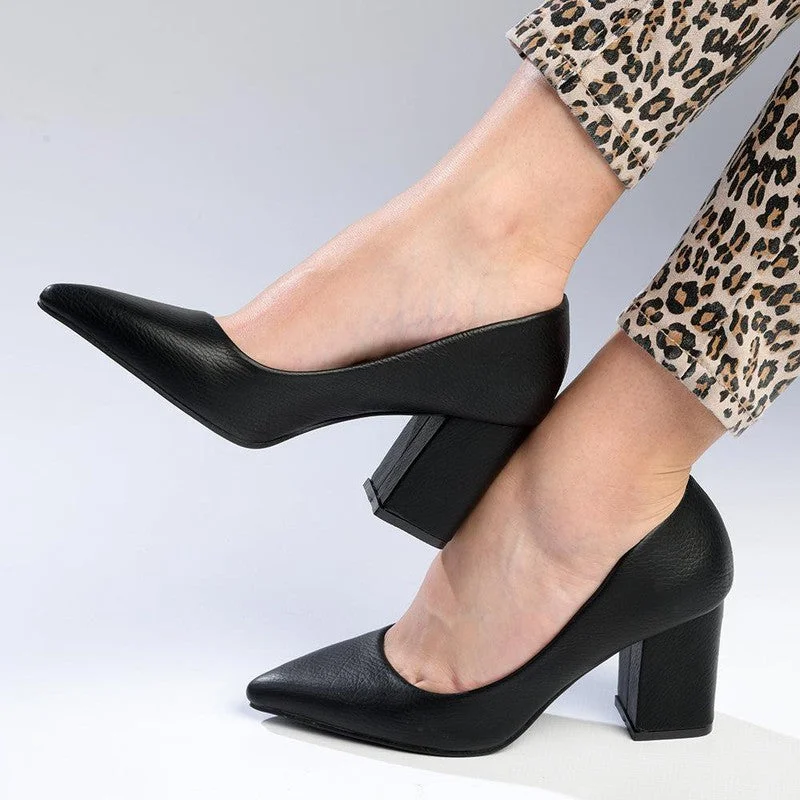Super Savings Madison Patricia Medium Block Heel Court - Black