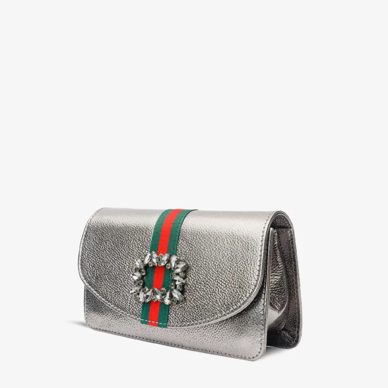 Savings Event The Afega Silver Leather Handbag