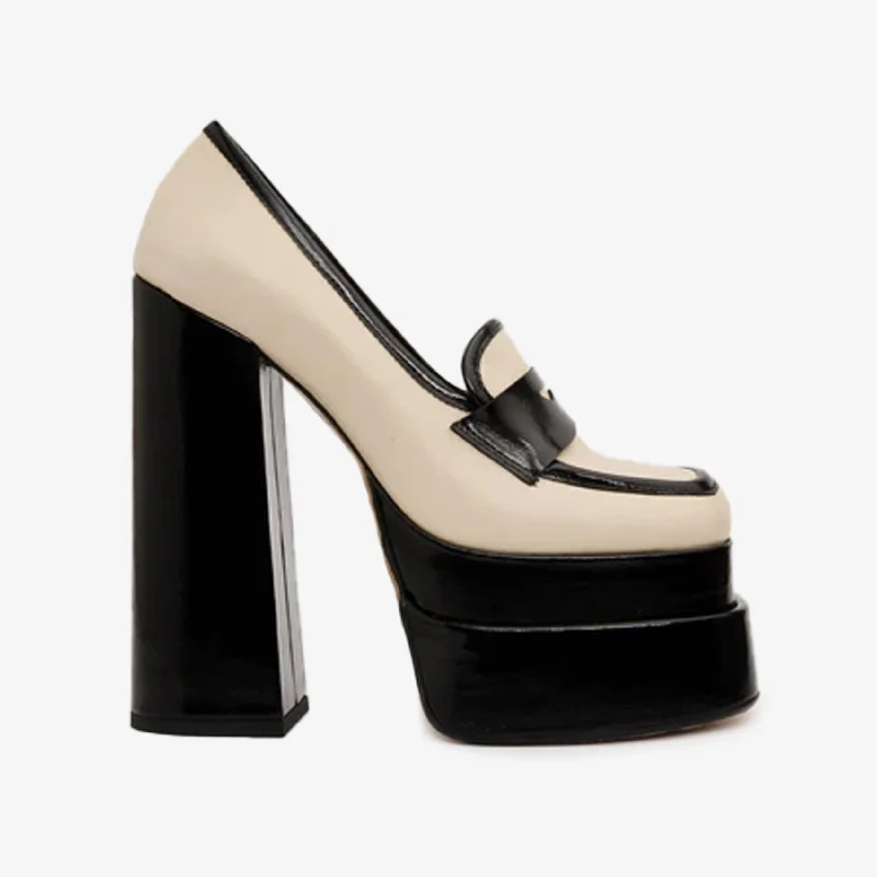 Low Prices The Latino Cream Leather Platform Heel Pump Women Shoe Final Sale!